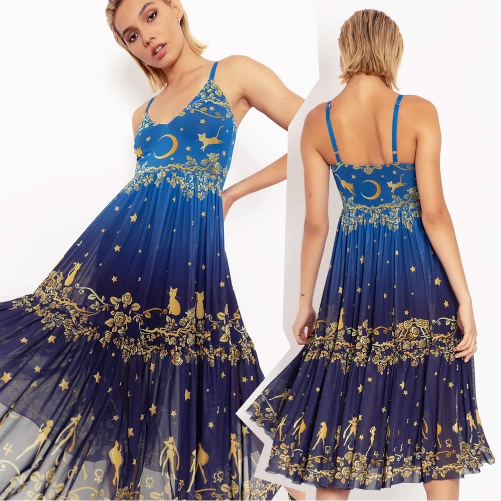 Blackmilk sailor guardians stars sheer midaxi dress M (new)